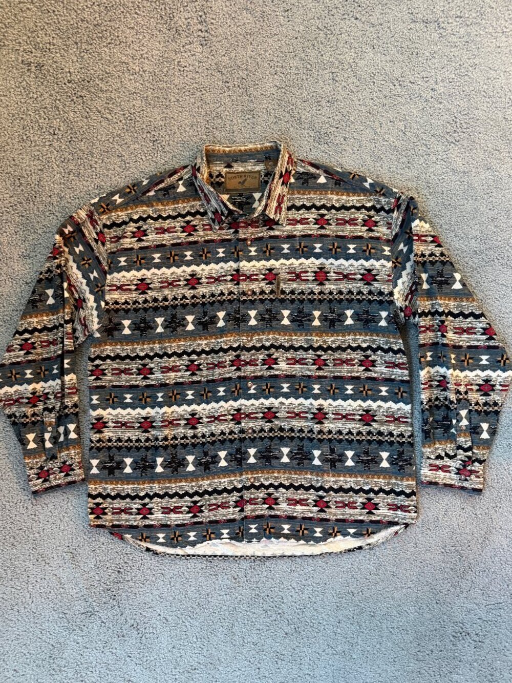VTG North River Outfitters Aztec Pattern Long Sleeve Shirt Men XXL Cotton